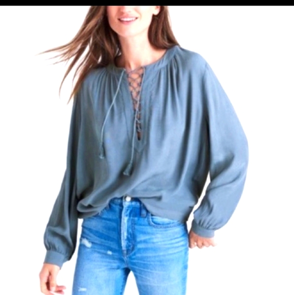 Madewell Tops - Madewell lace up peasant blouse. Size xxs